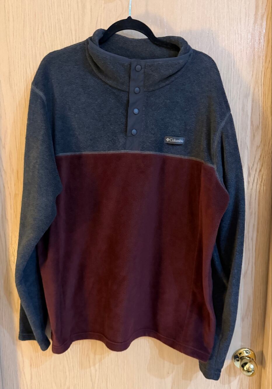 Columbia Men’s XL Gray Burgundy Colorblock Snap Fleece Pullover